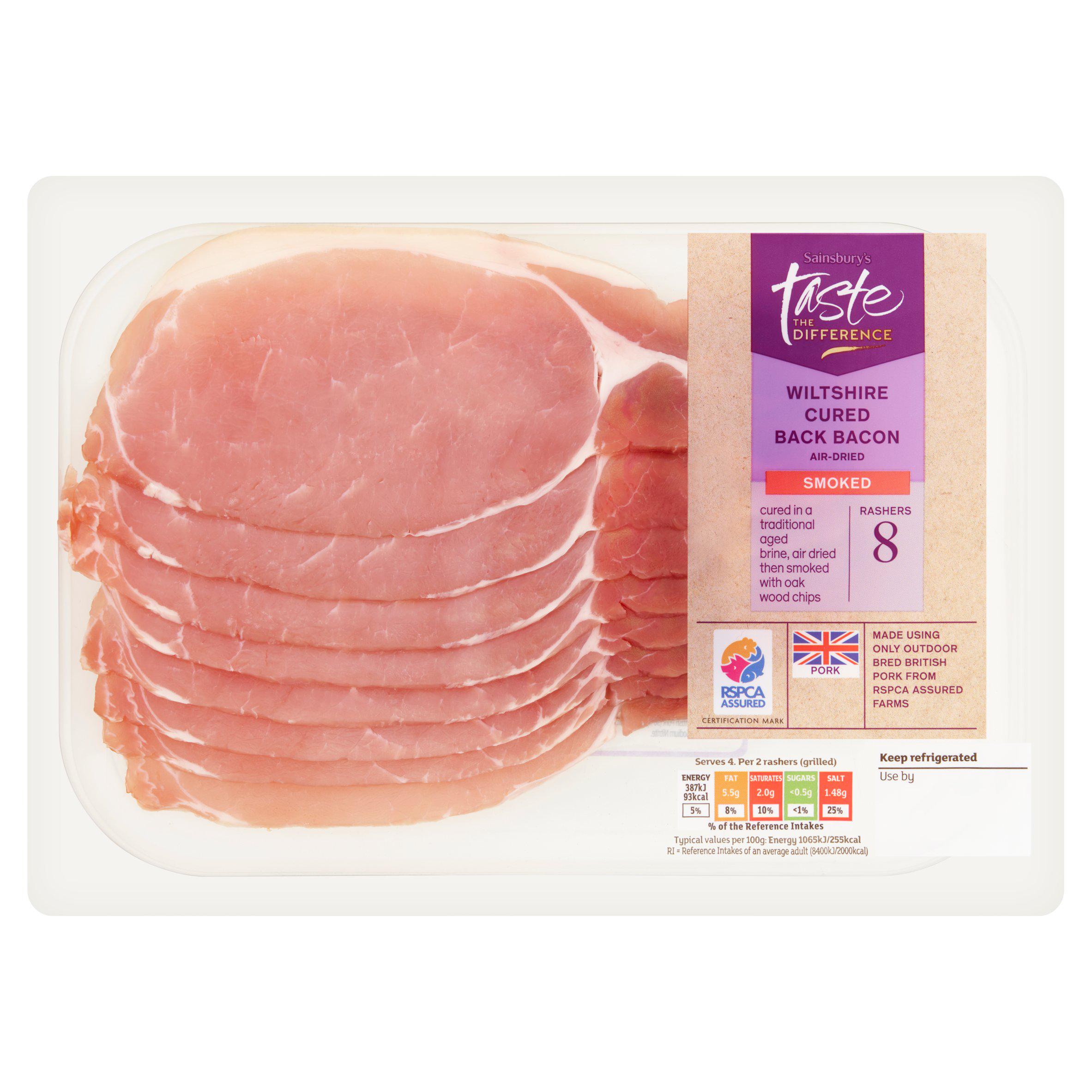 Sainsbury's Smoked Air Dried Wiltshire Cured Back Bacon Rashers, Taste the Difference x8 240g