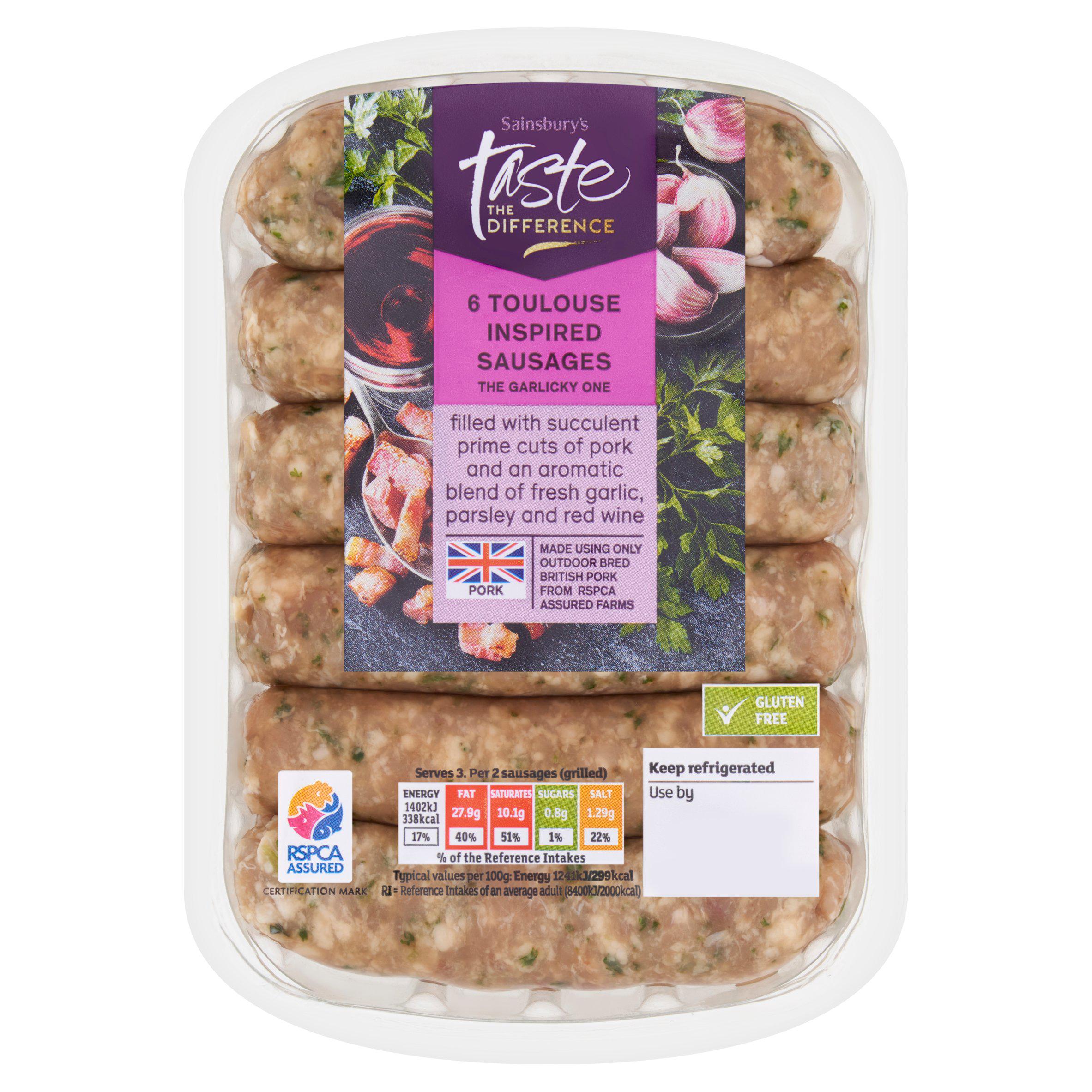 Sainsbury's Toulouse Inspired Sausages, Taste the Difference x6 400g