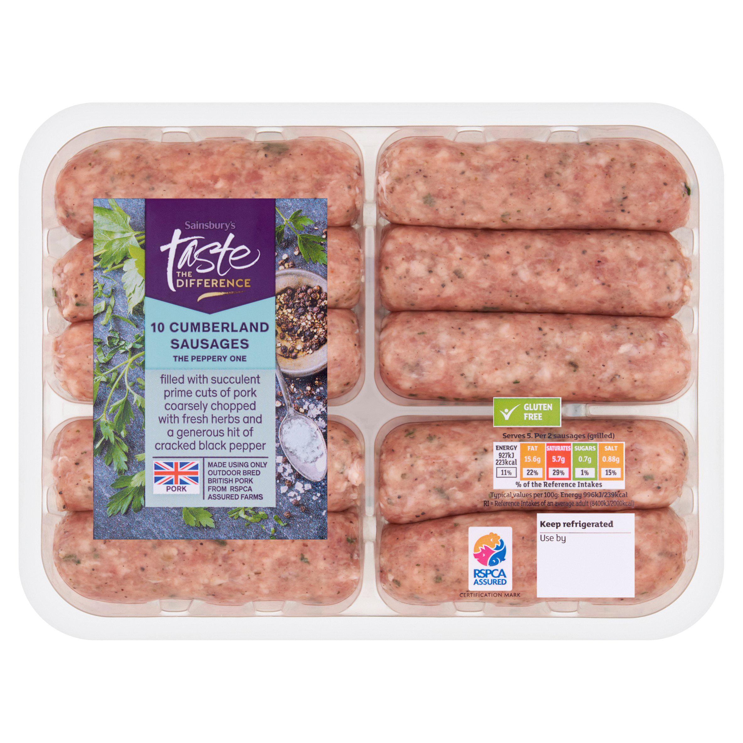 Sainsbury's Cumberland Sausages, Taste the Difference x10 667g