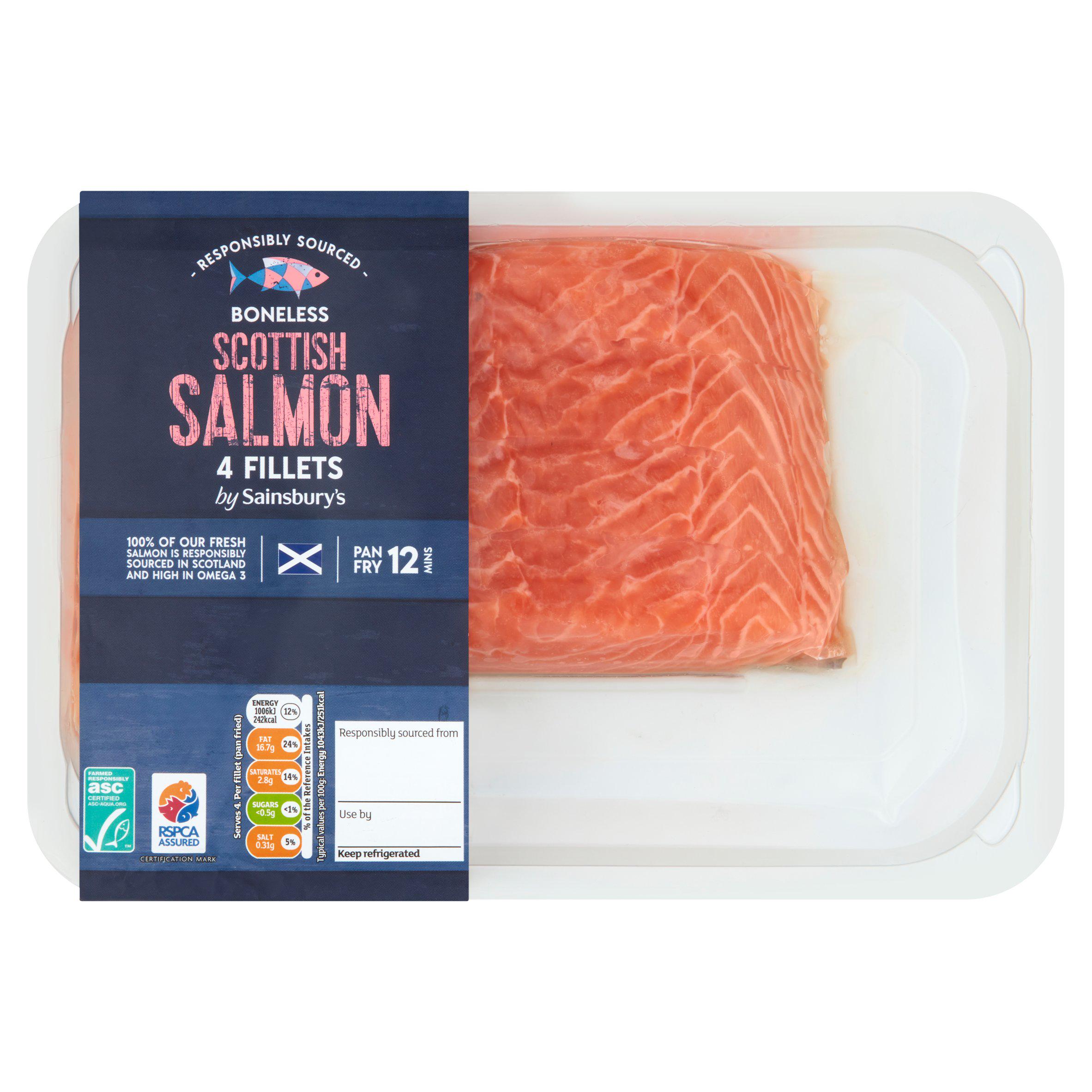 Sainsbury's Skin on ASC Scottish Salmon Fillets x4