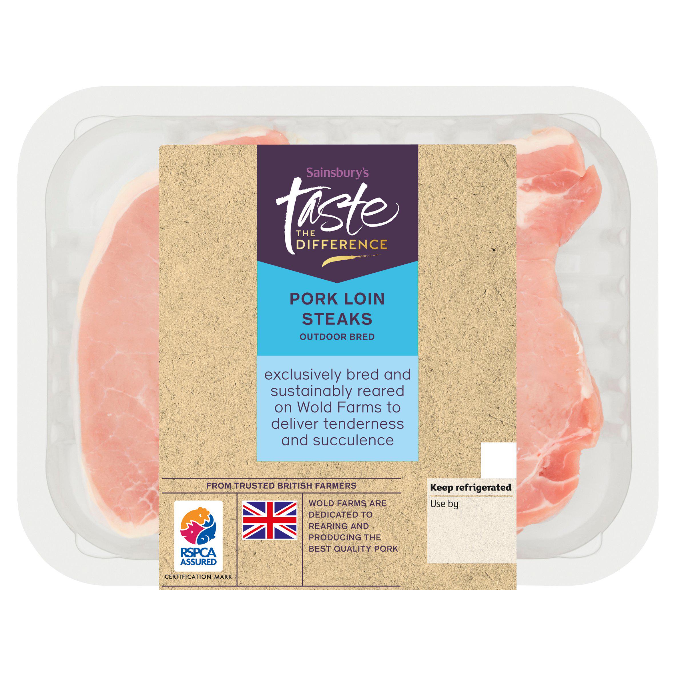 Sainsbury's British Fresh Outdoor Bred Pork Loin Steaks, Taste the Difference x2 400g