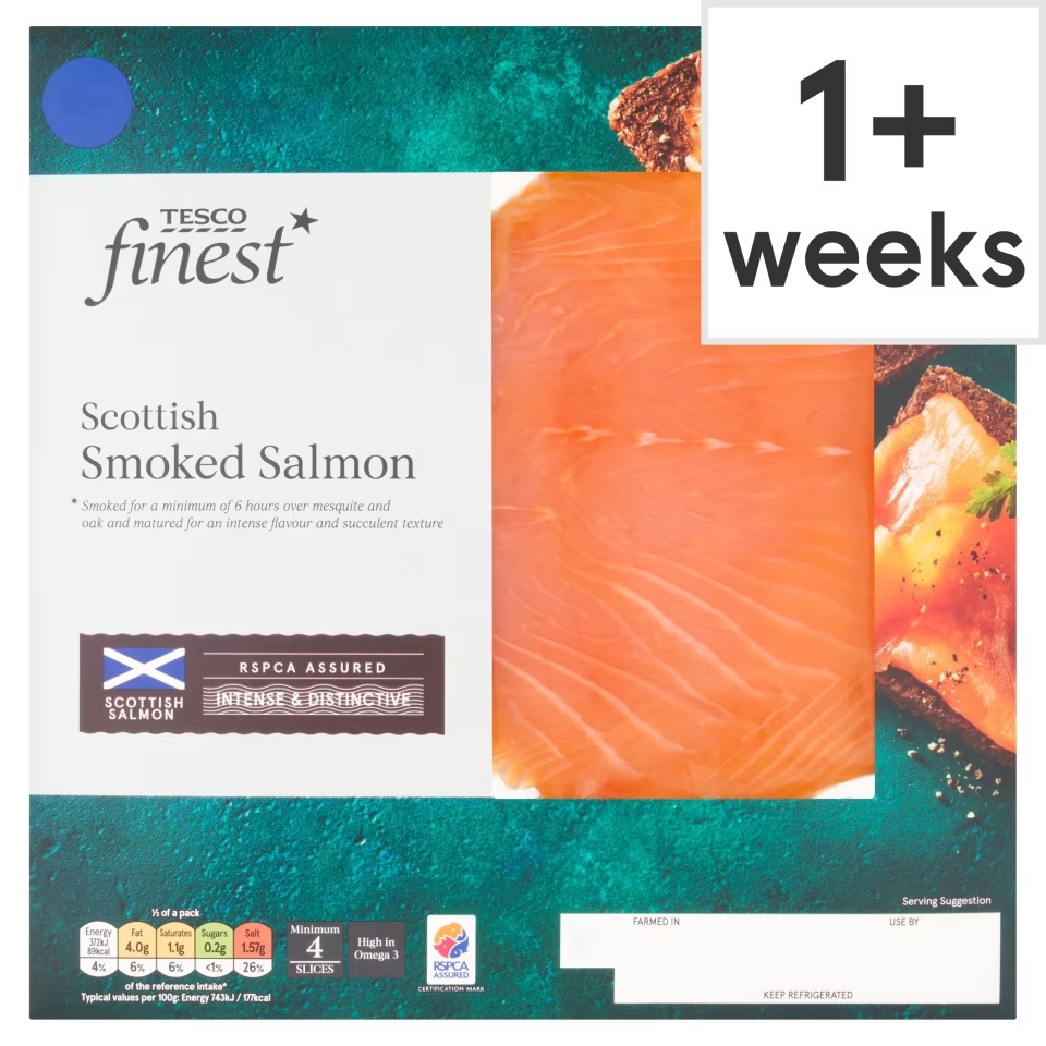 Tesco Finest Intense and Mesquite Scottish Smoked Salmon 100g