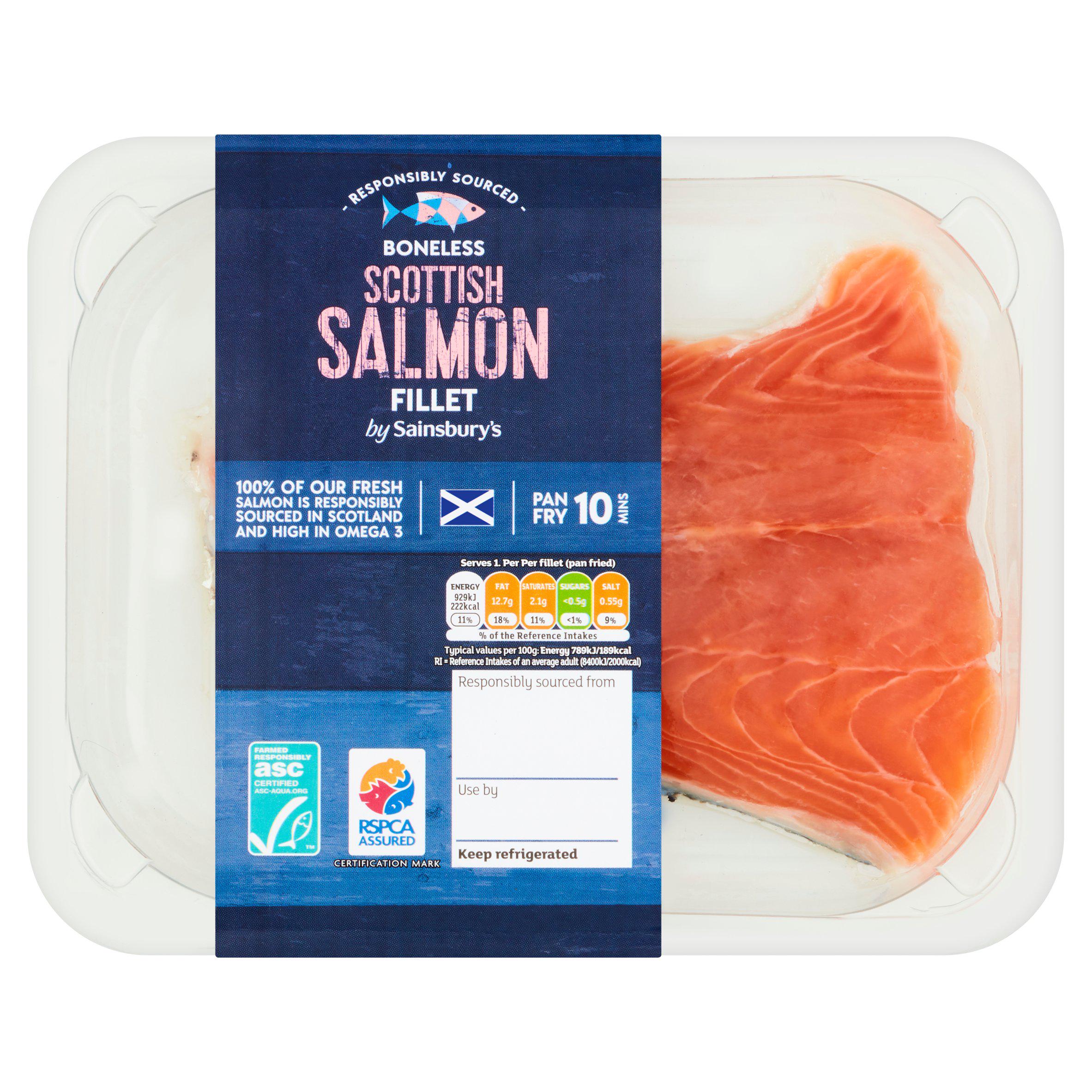 Sainsbury's Skin on ASC Scottish Salmon Fillet Tails