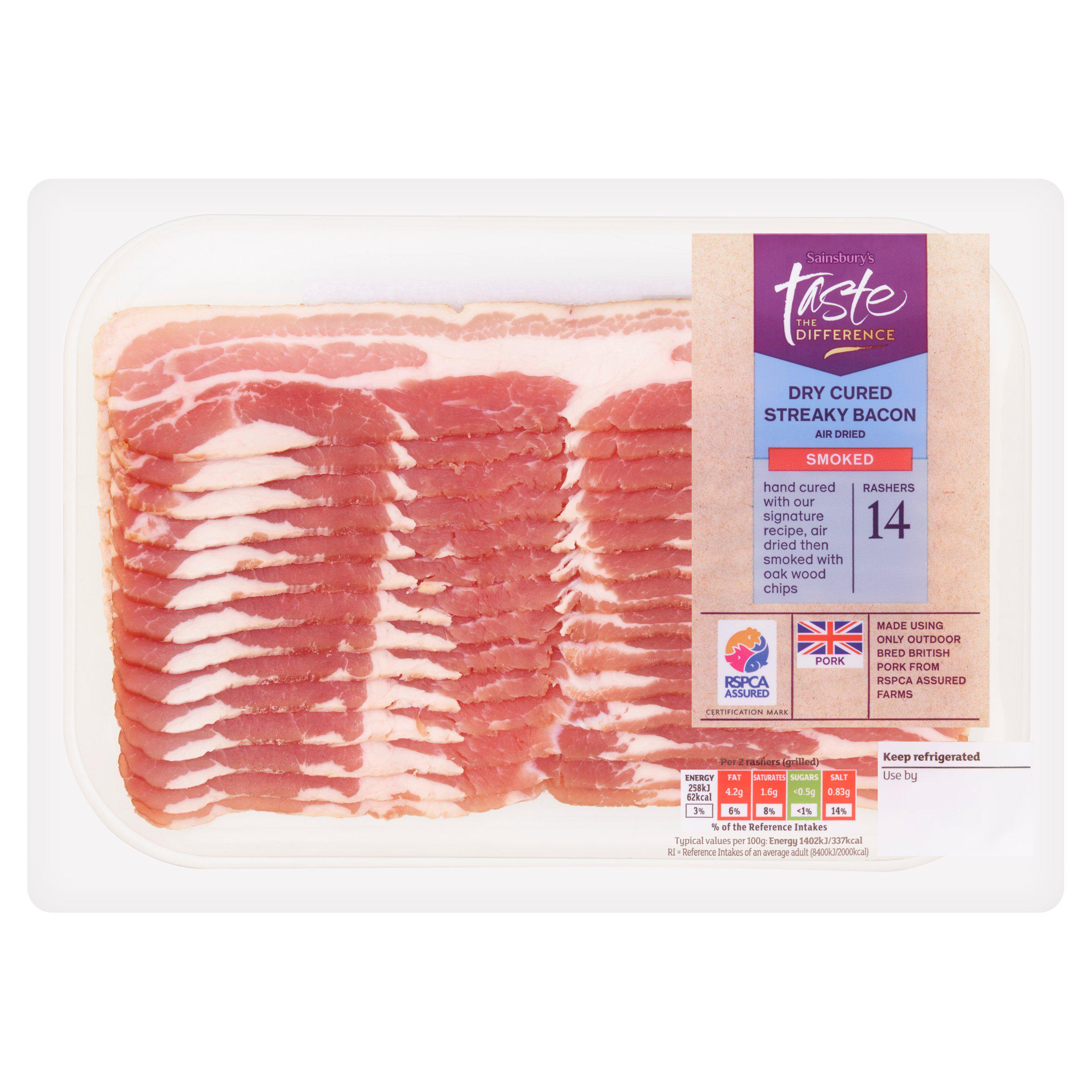 Sainsbury's Smoked Air Dried Streaky Bacon Rashers, Taste the Difference x14 220g
