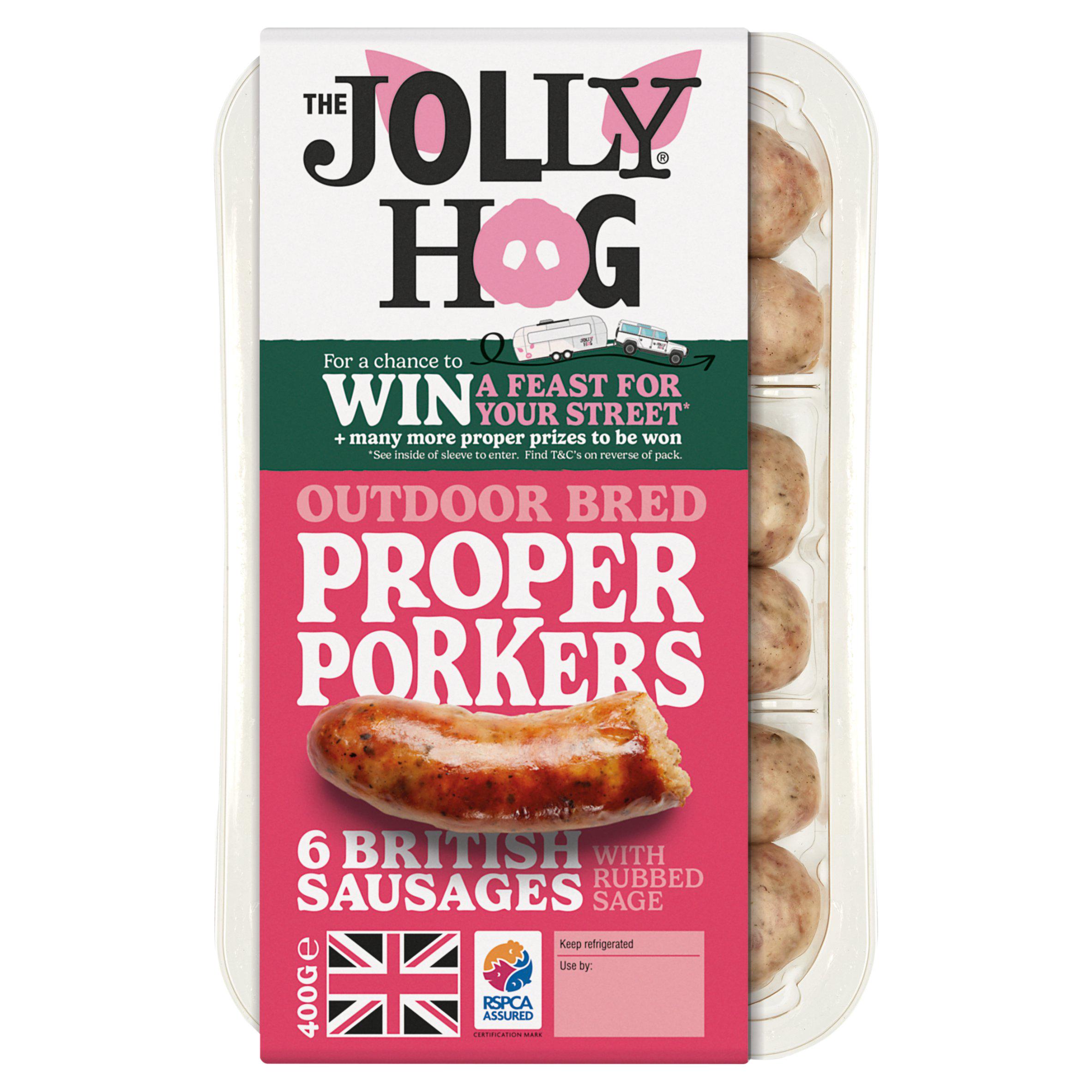 The Jolly Hog Proper Porker Sausage x6 400g