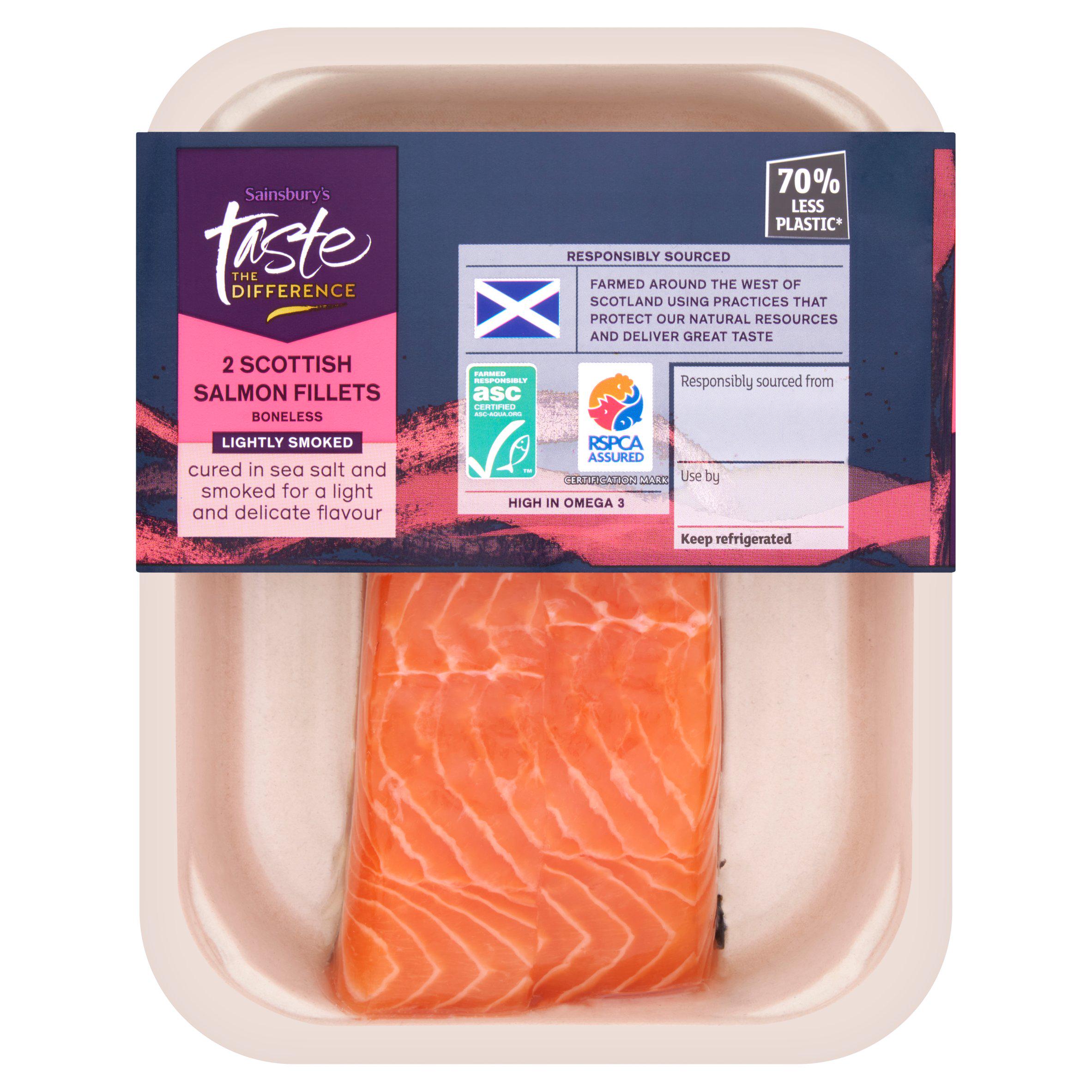 Sainsbury's Skin on ASC lightly Smoked Scottish Salmon Fillets, Taste the Difference x2