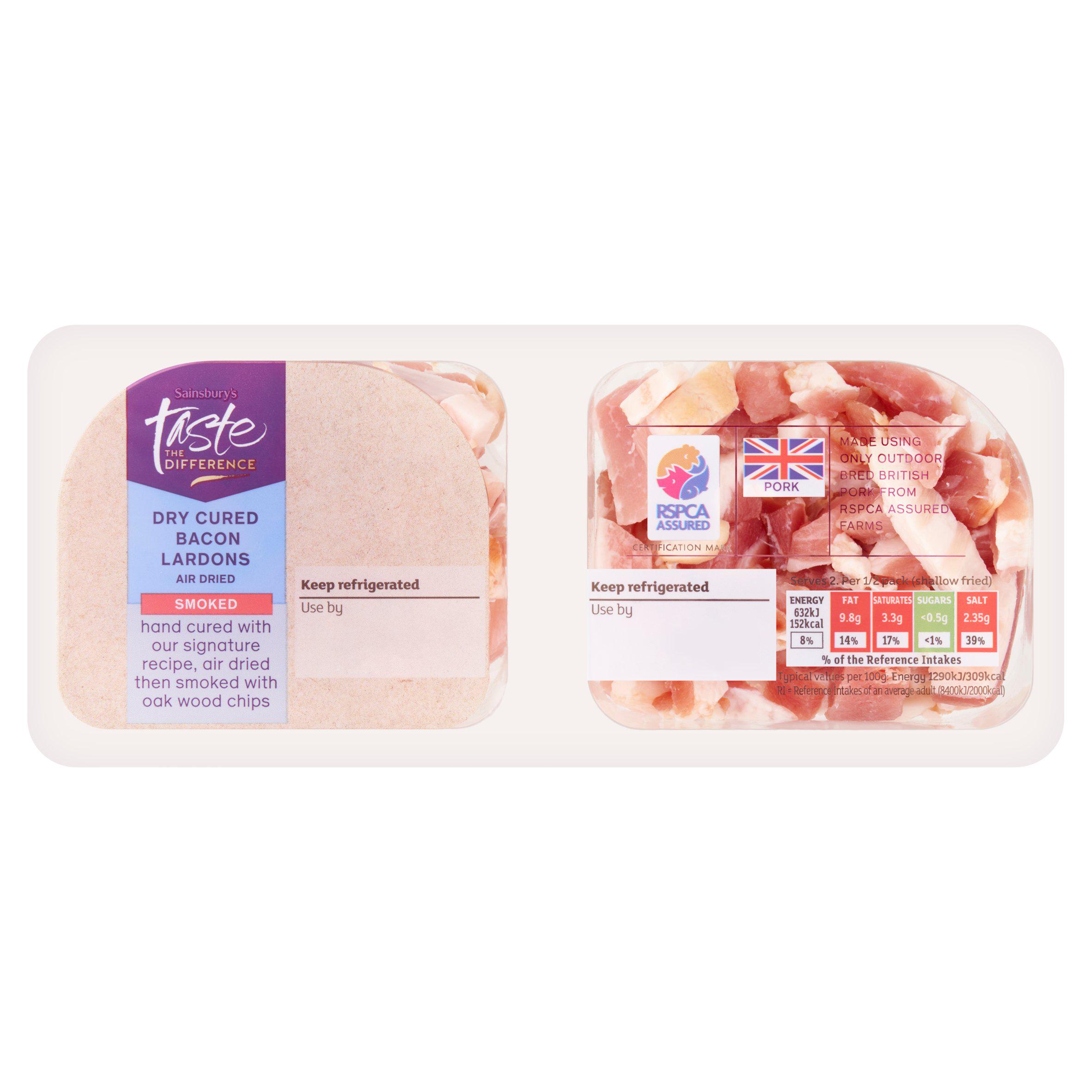 Sainsbury's Smoked Air Dried Bacon Lardons, Taste the Difference 160g