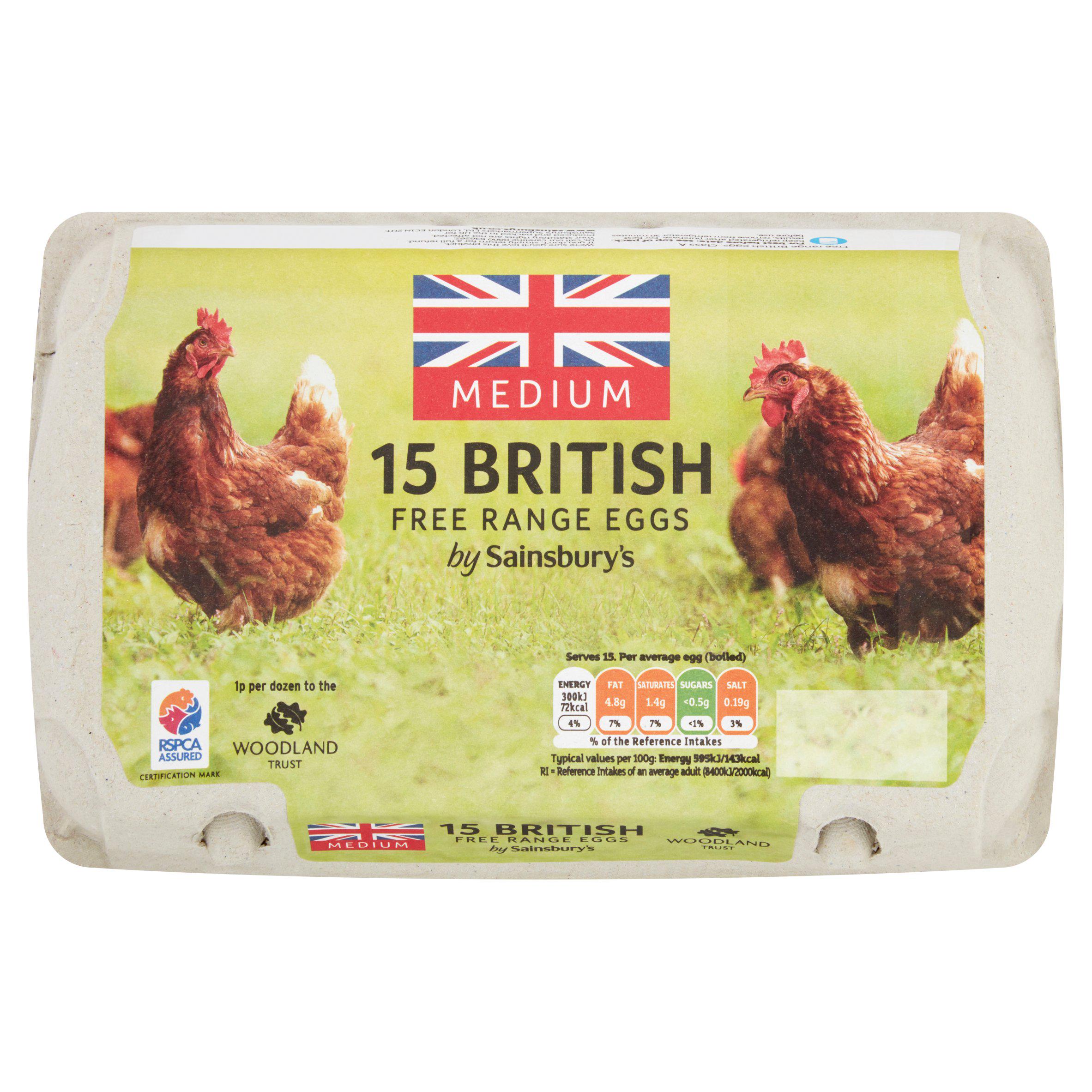 Sainsbury's Free Range British Eggs Medium x15