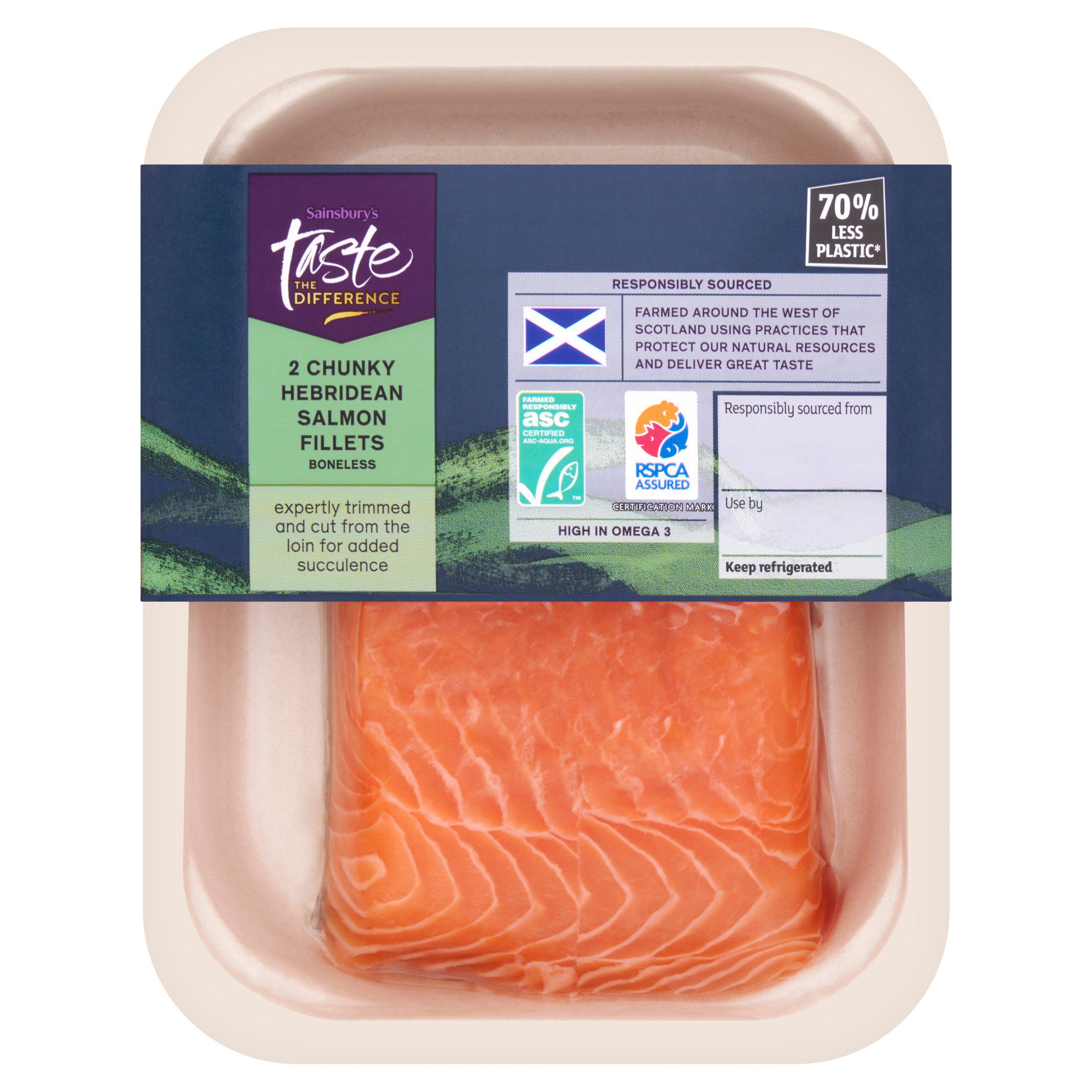Sainsbury's Skin on ASC Scottish Hebridean Chunky Salmon Fillets, Taste the Difference x2