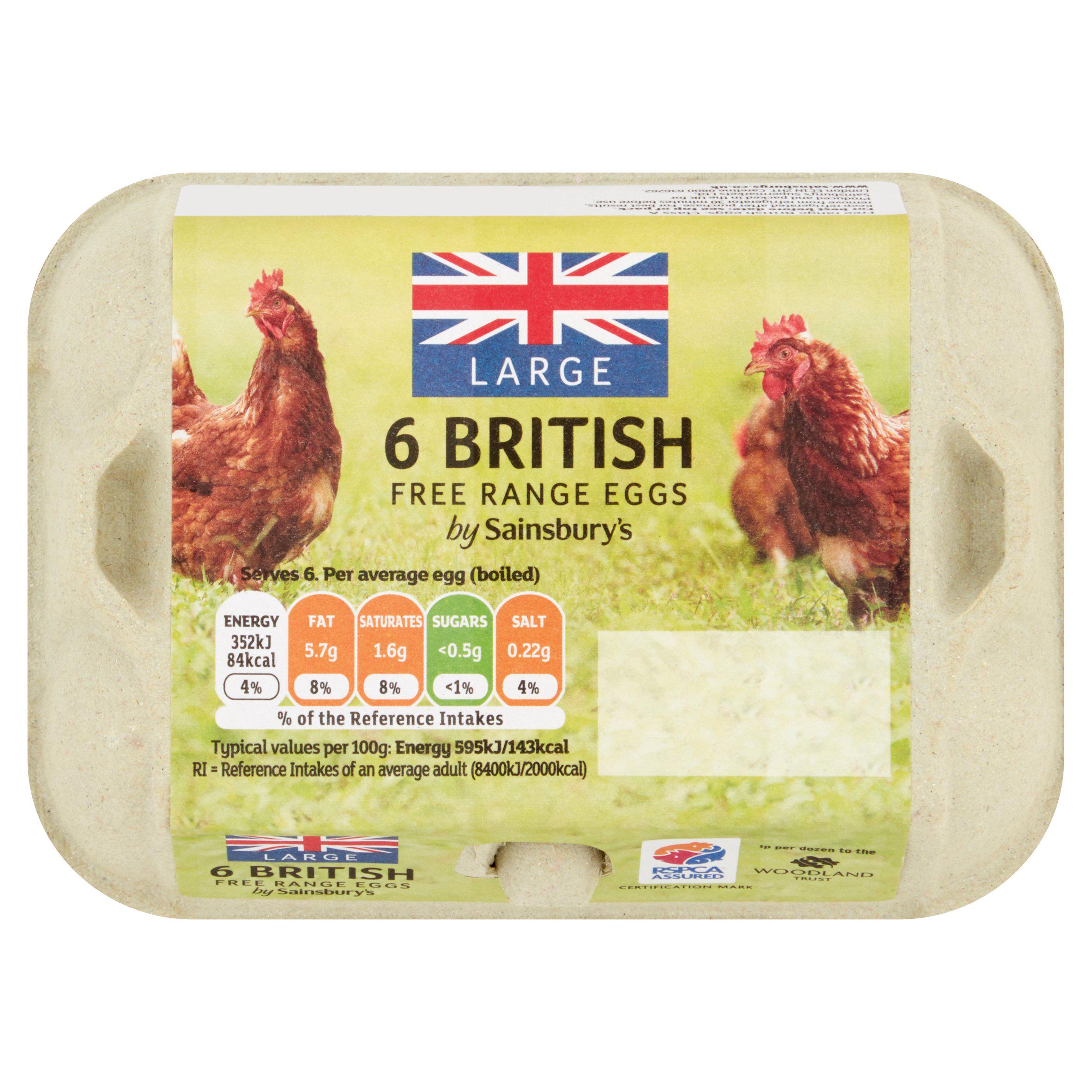 Sainsbury's British Free Range Eggs Large x6