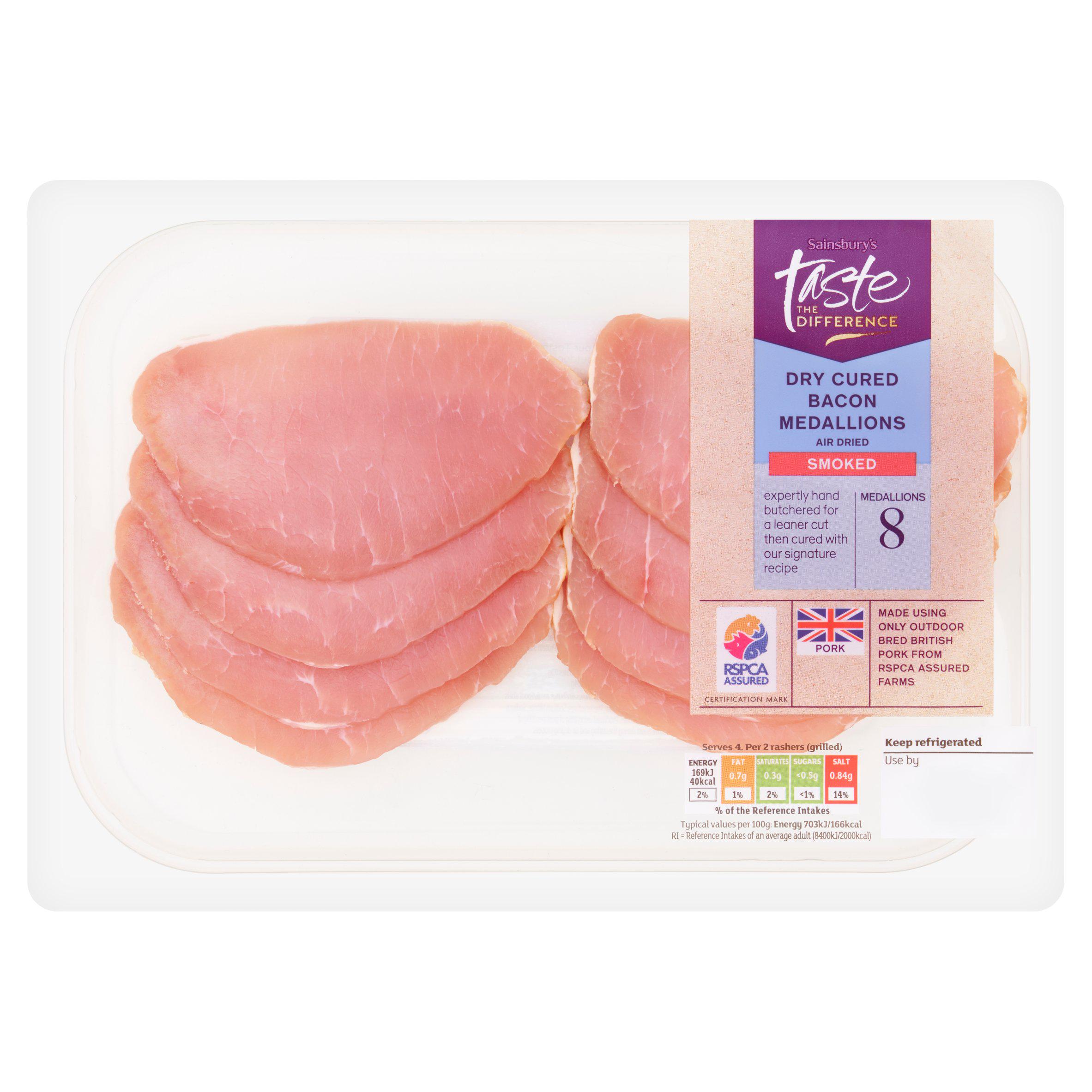 Sainsbury's Smoked Air Dried Bacon Medallions, Taste the Difference x8 160g