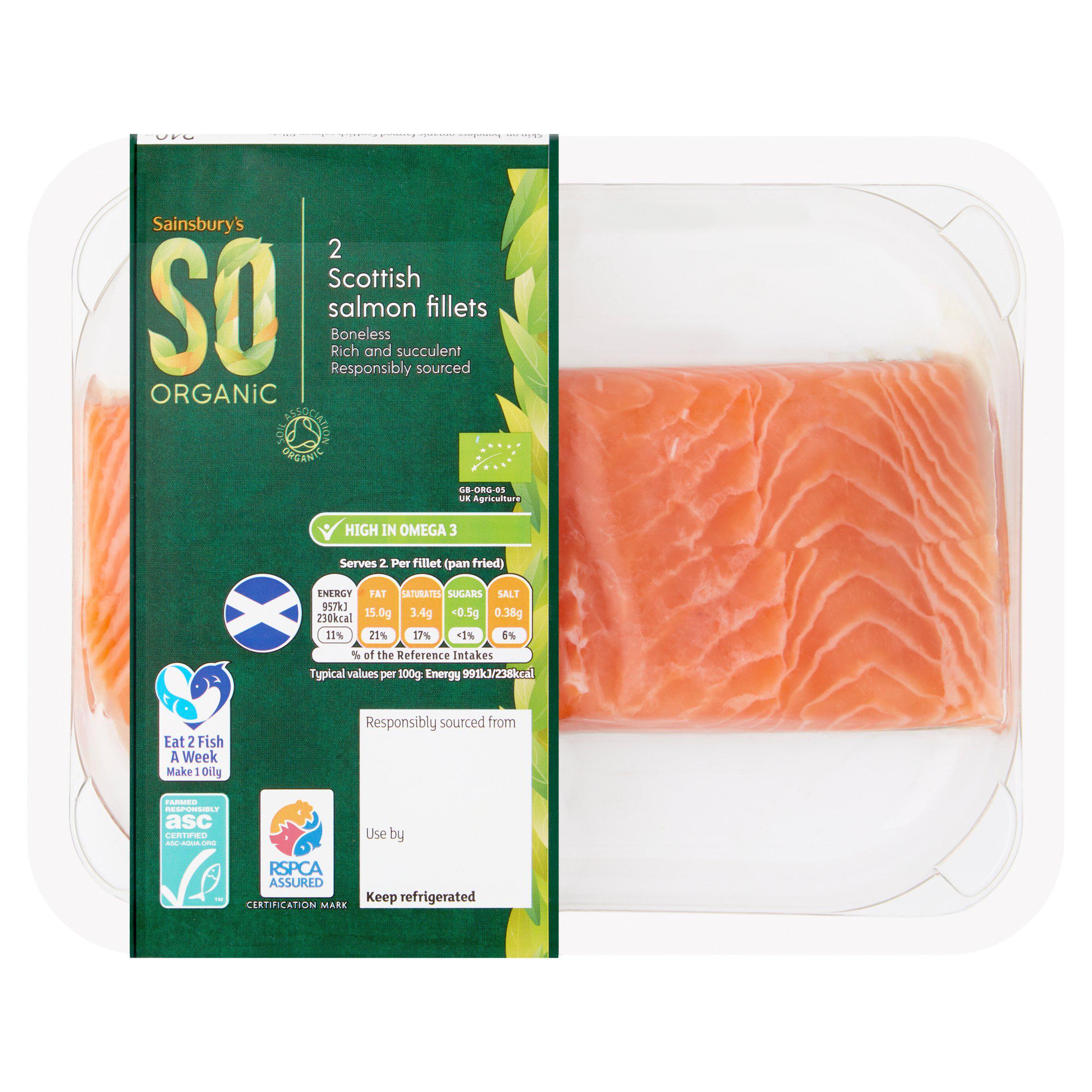 Sainsbury's Skin on ASC Scottish Salmon Fillets, So Organic x2