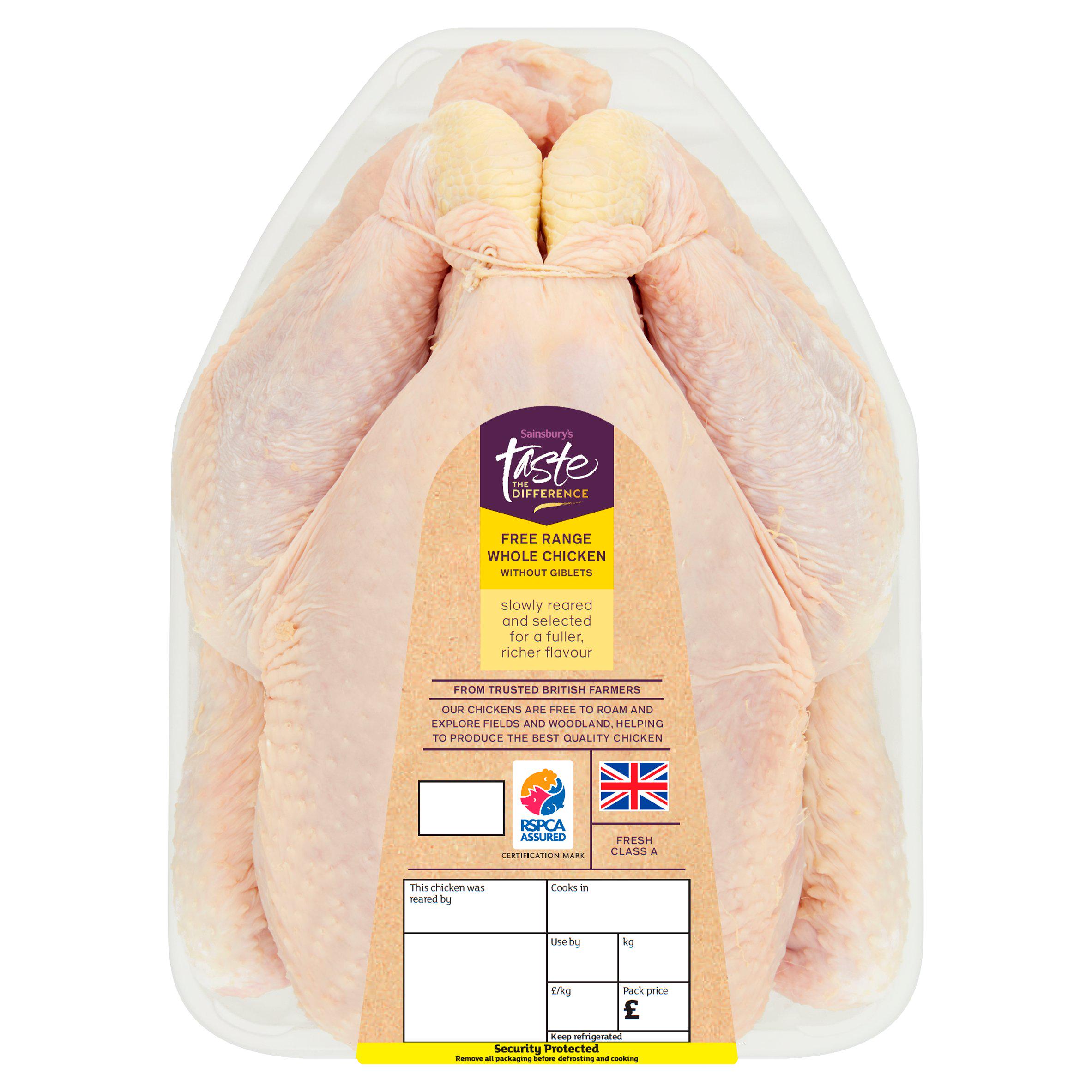 Sainsbury's Free Range British Whole Chicken, Taste the Difference