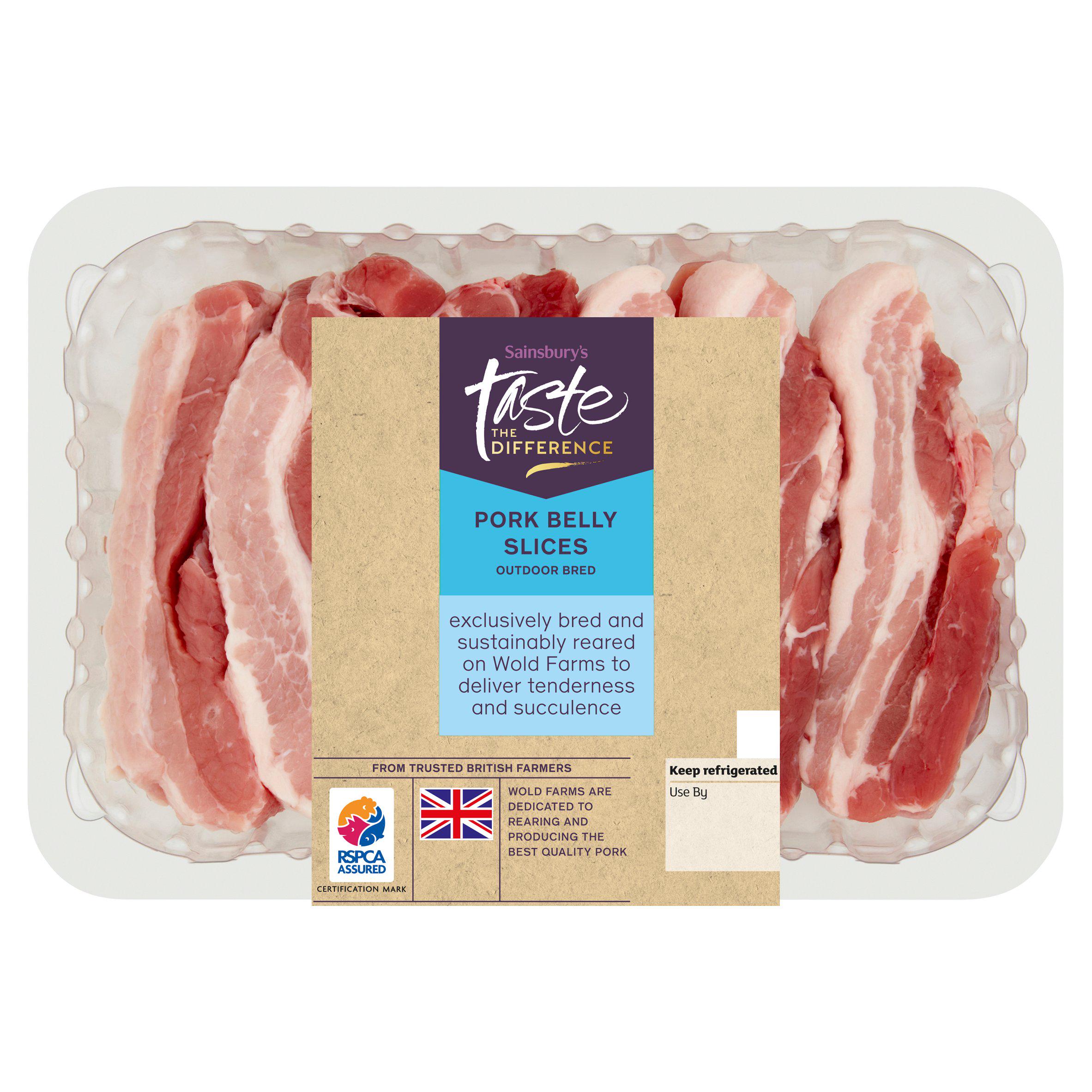 Sainsbury's Outdoor Bred British Pork Belly Slices, Taste the Difference 500g