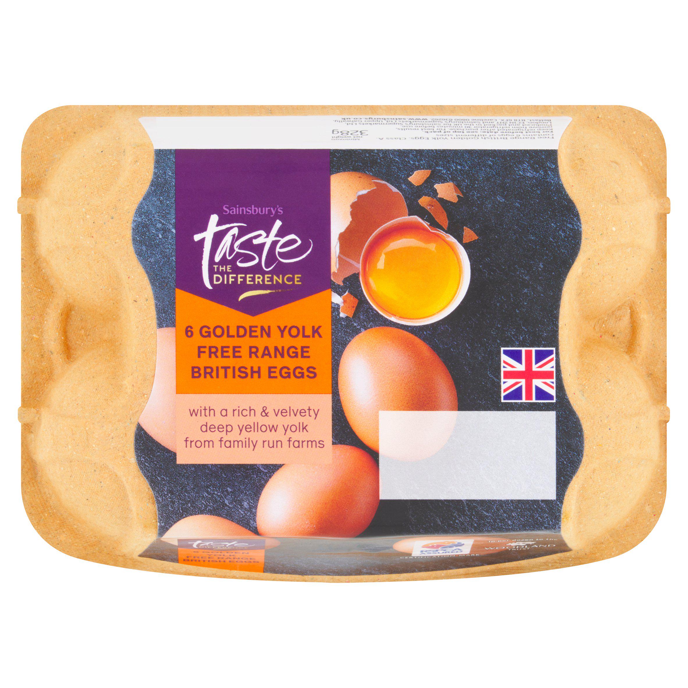 Sainsbury's Woodland Free Range Golden Yolked Mixed Weight Eggs, Taste the Difference x6