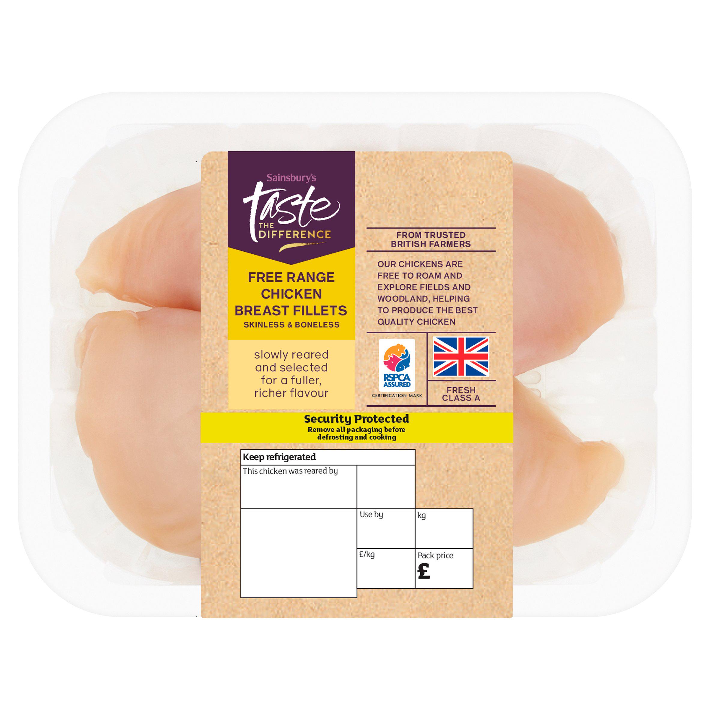 Sainsbury's Free Range British Chicken Breast Fillets, Taste the Difference x2