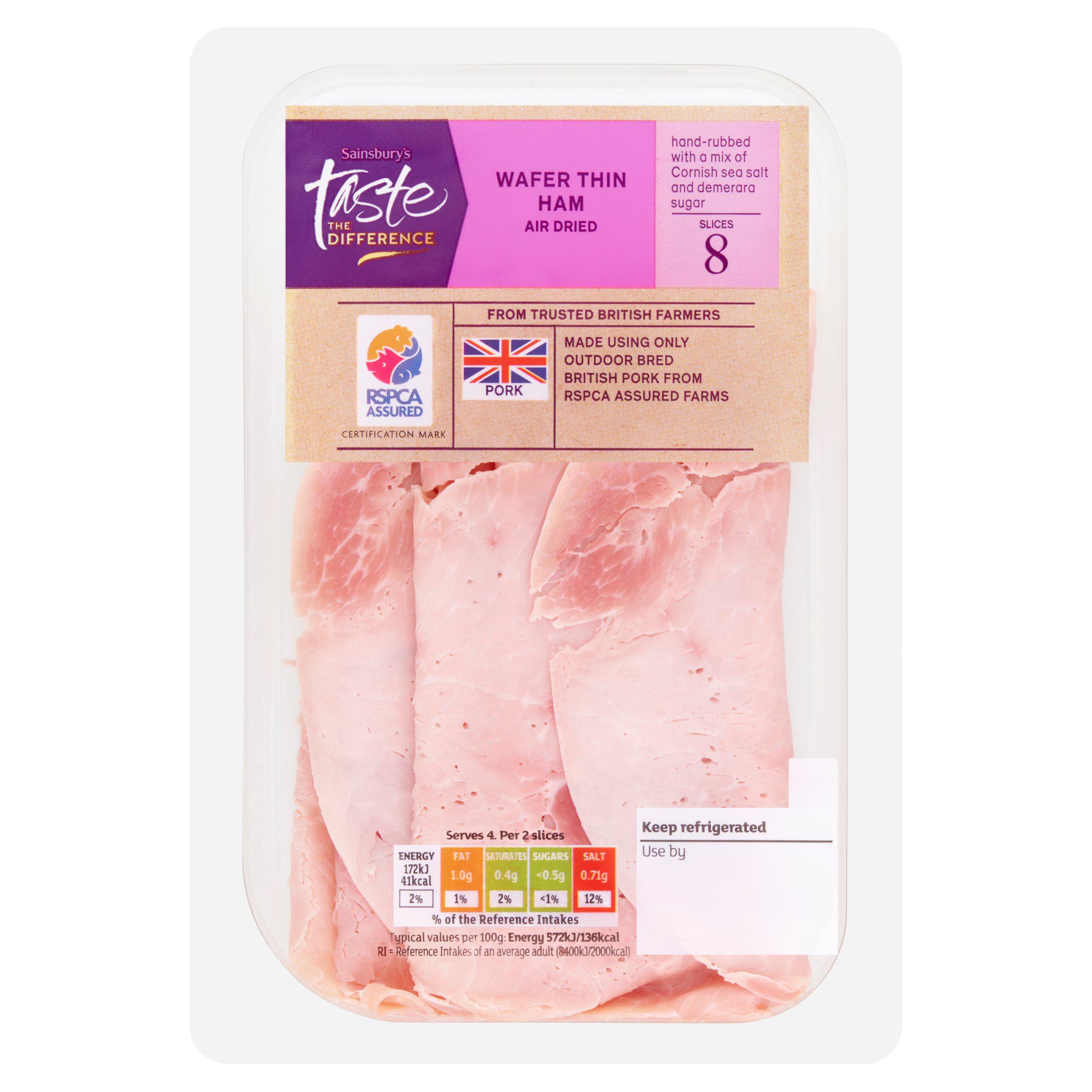 Sainsbury's Wafer Thin Air Dried British Ham Slices, Taste the Difference 120g