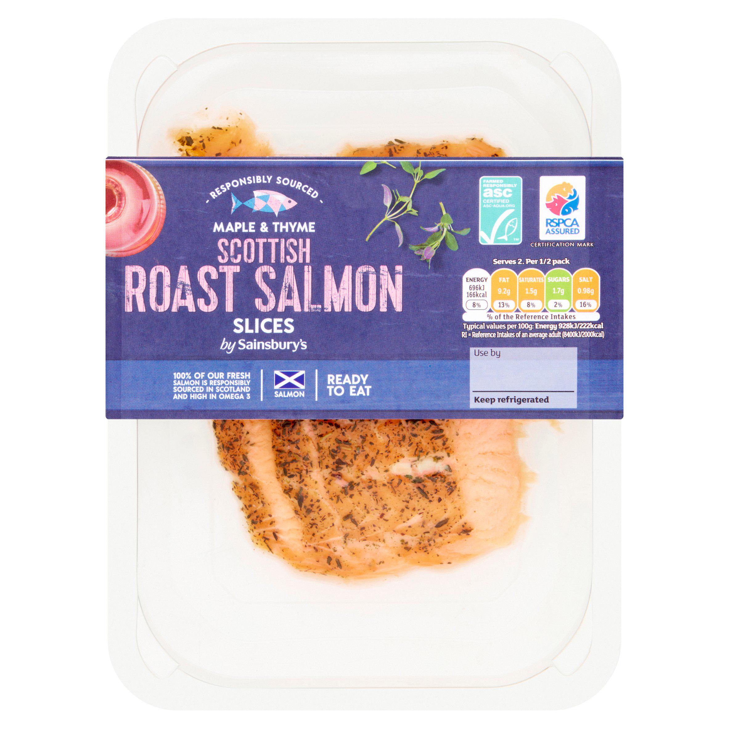 Sainsbury's Roast ASC Scottish Smoked Salmon Slices Marinated with Maple Syrup & Thyme