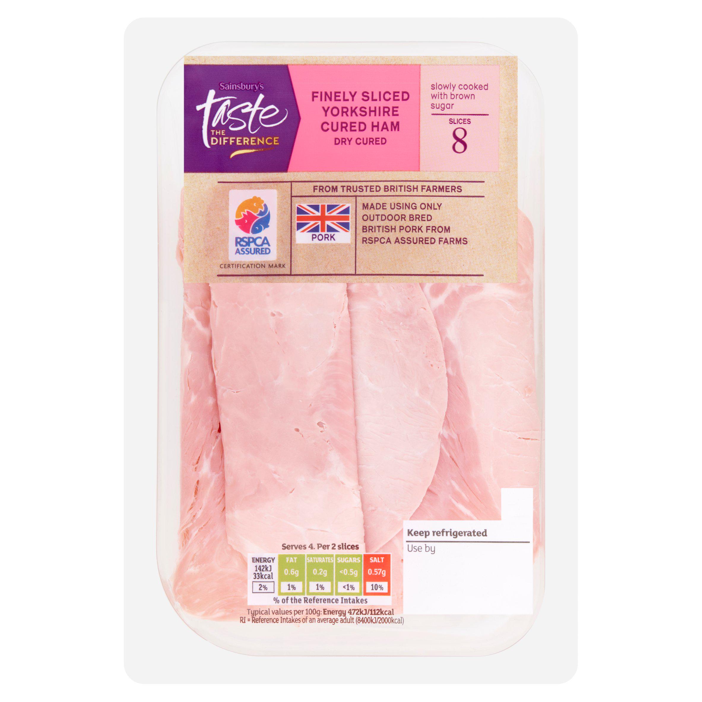 Sainsbury's Finely Sliced Yorkshire Dry Cured Cooked British Ham, Taste the Difference 120g