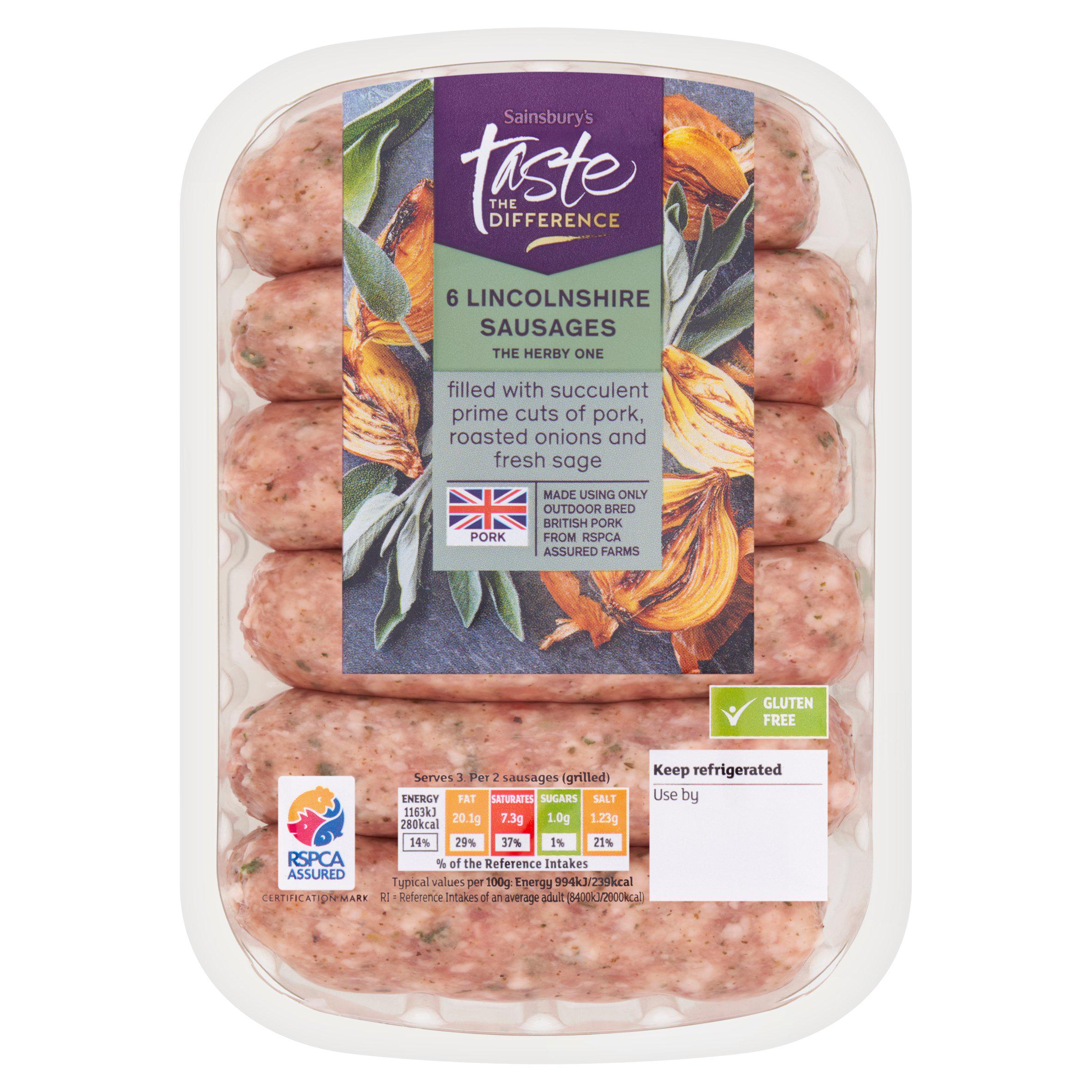 Sainsbury's Lincolnshire British Pork Sausages, Taste the Difference x6 400g