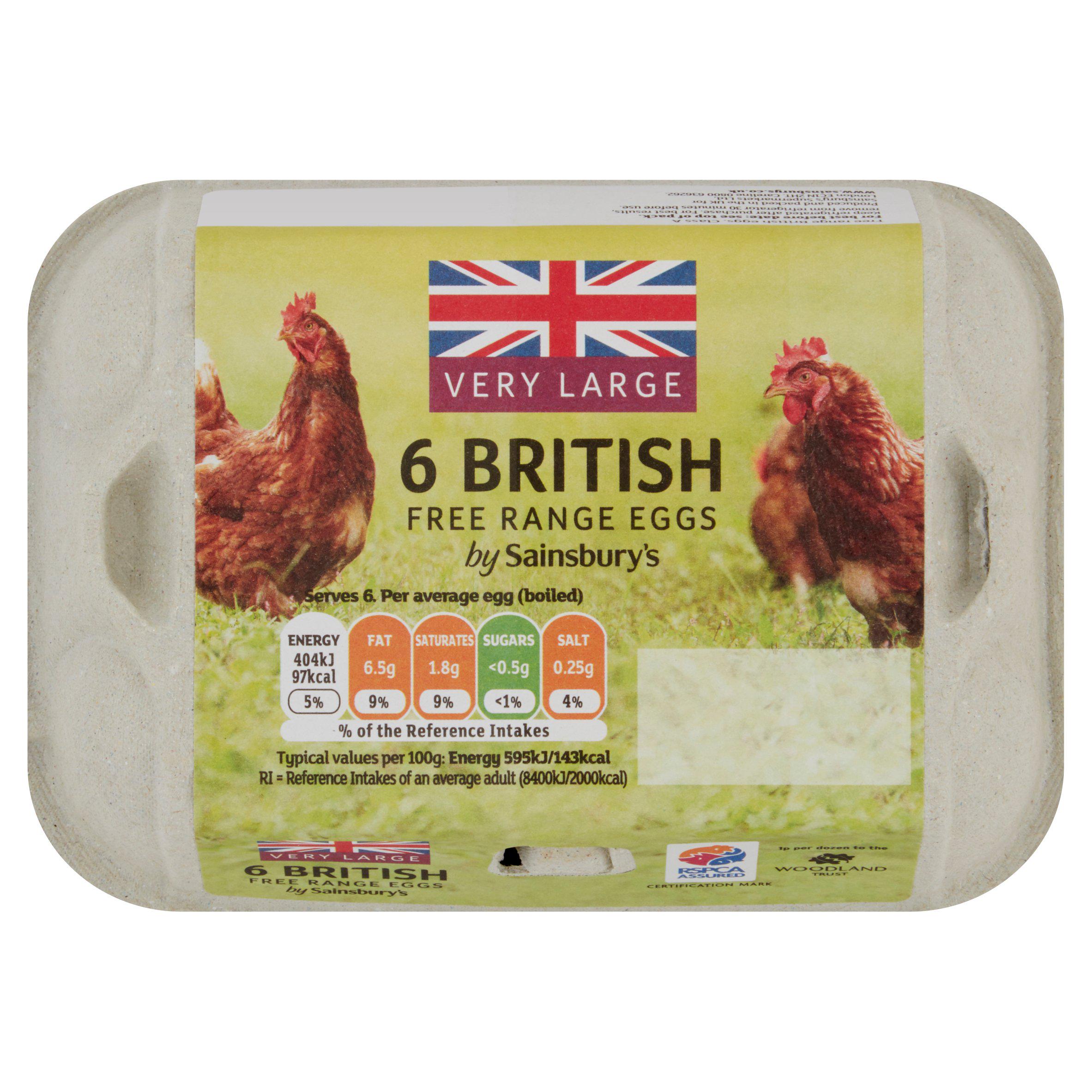 Sainsbury's British Free Range Eggs Extra Large x6