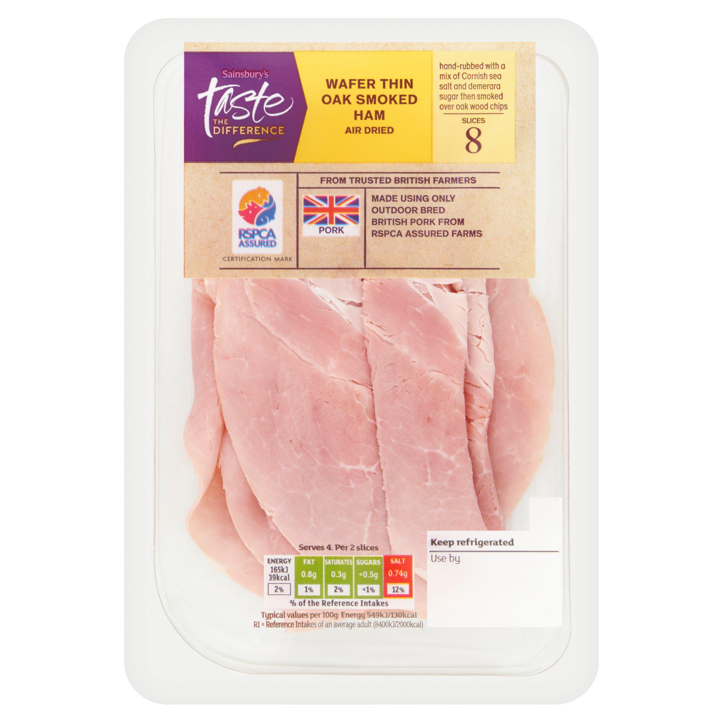 Sainsbury's Air Dried Oak Smoked Wafer Thin Cooked British Ham, Taste the Difference 120g