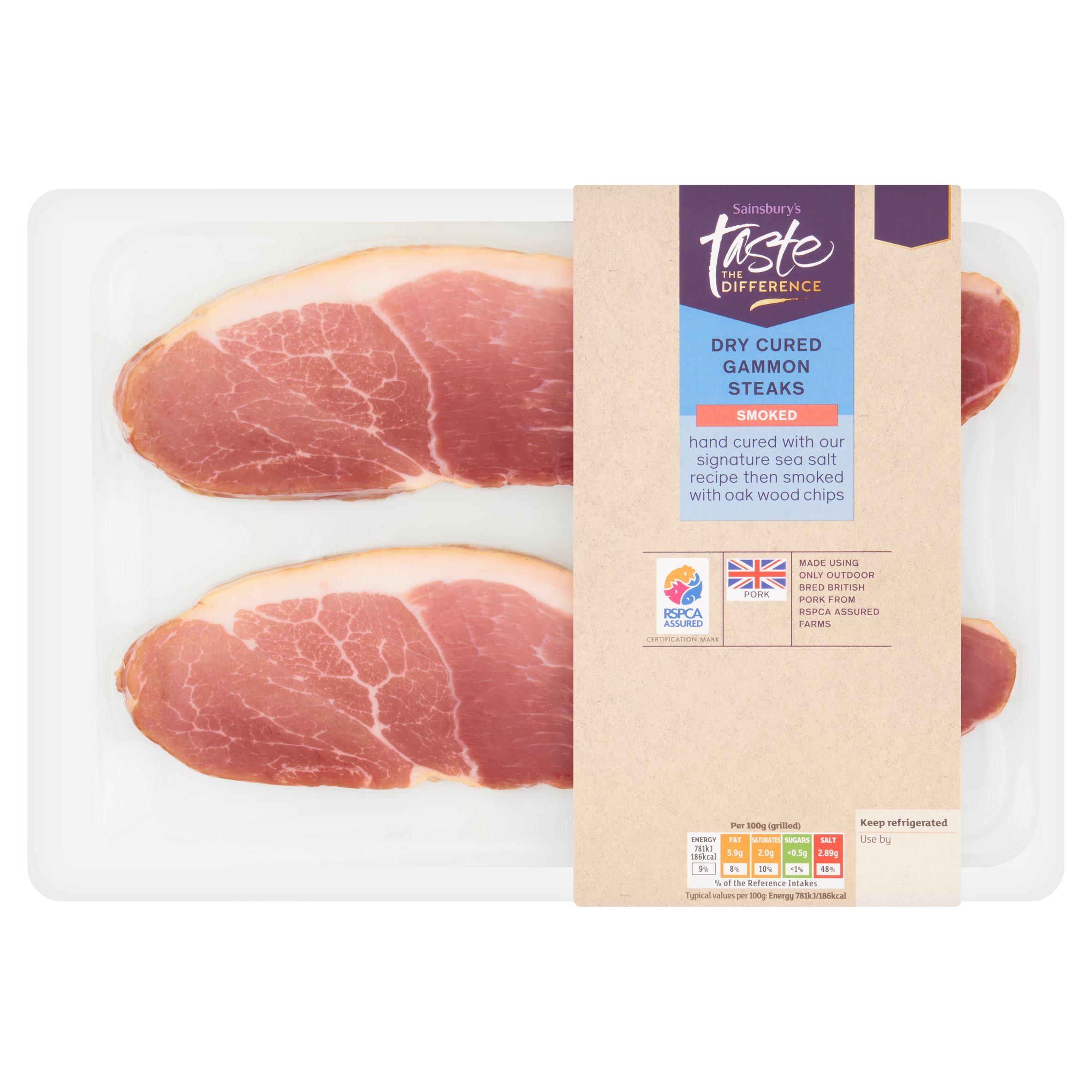 Sainsbury's Dry Cured Smoked Gammon Steaks, Taste the Difference 300g